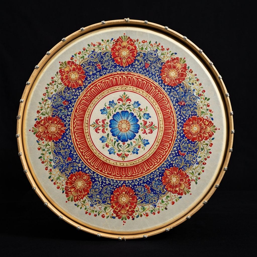 Floral banjo drum head graphics